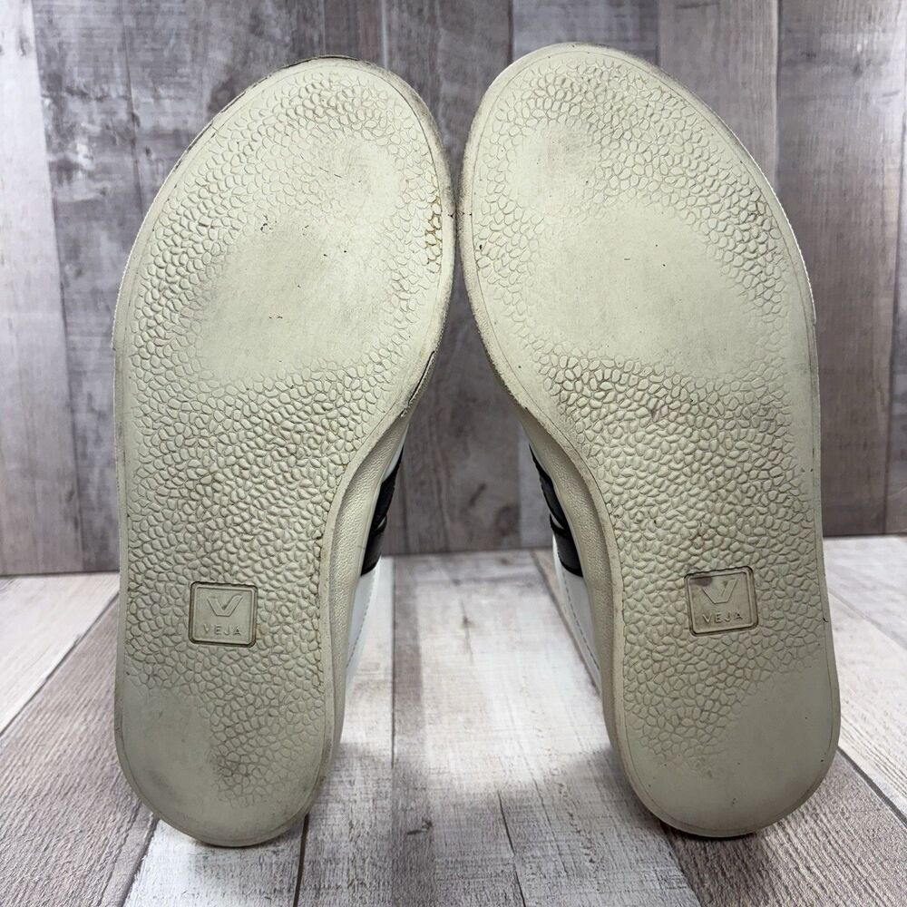 Veja White Leather Sneakers with Black V Logo - Picture 12 of 15